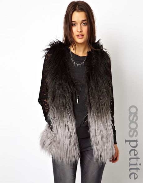 Asos Exclusive Faux Fur Gilet in Dip Dye in Black (Greyombre) | Lyst
