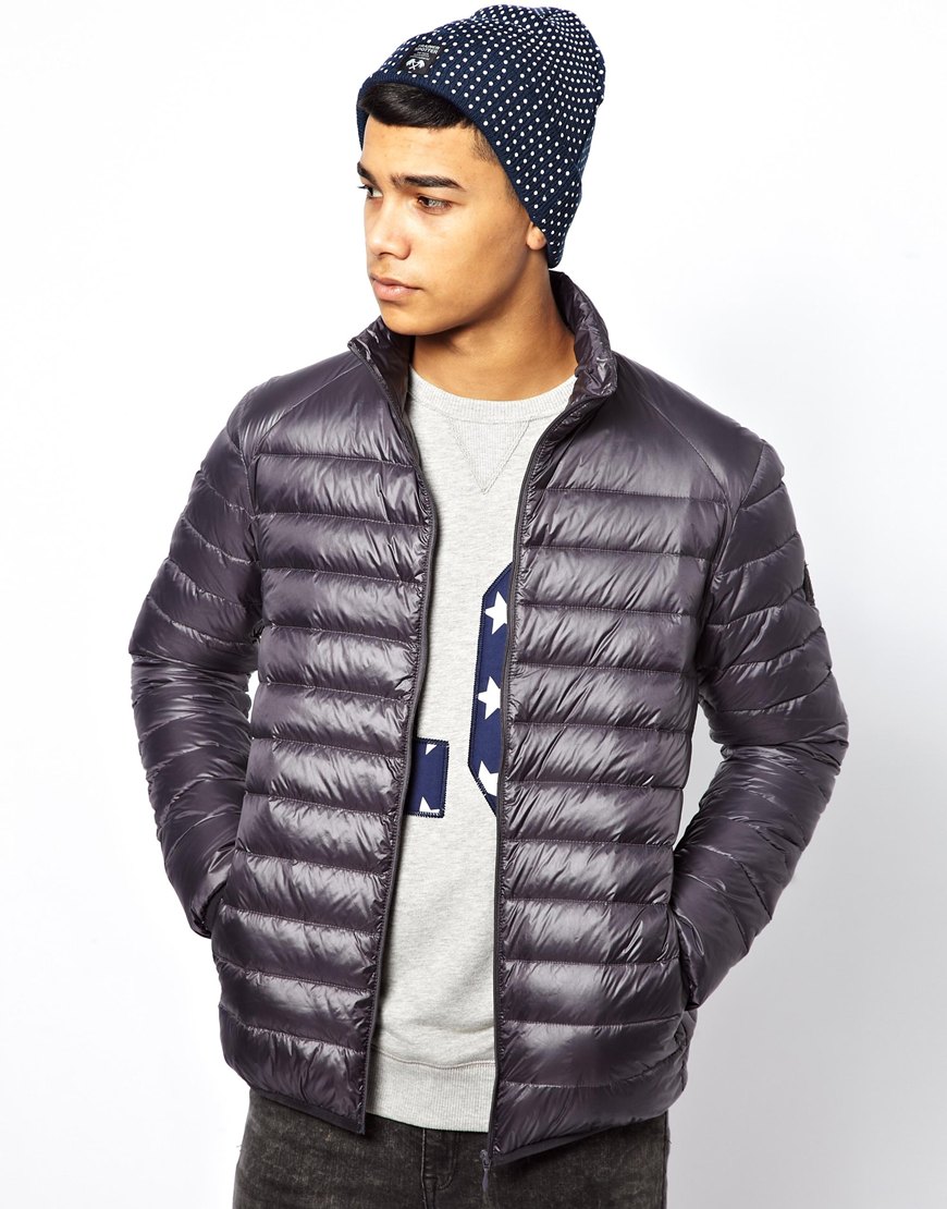 Asos Puffa Jacket with Light Weight Down in Gray for Men (Grey) Lyst