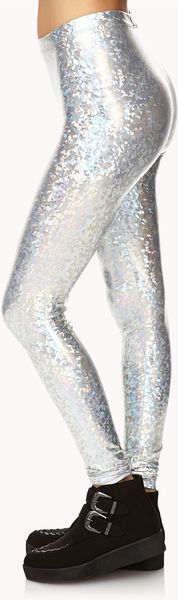 Forever 21 Holographic Leggings in Silver | Lyst