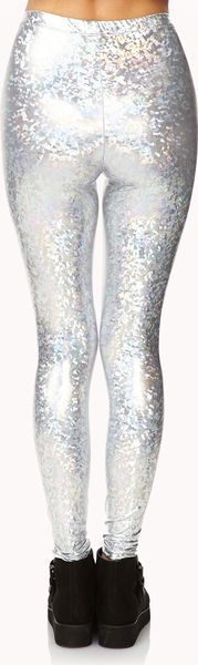 Forever 21 Holographic Leggings in Silver | Lyst