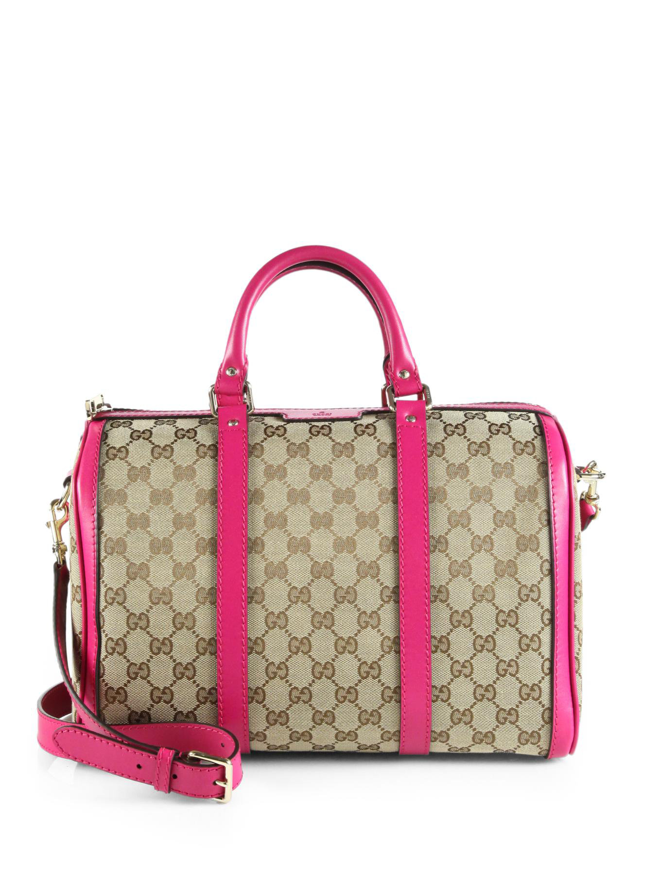 Gucci Vintage Web Original GG Canvas Boston Bag in Pink (BRIGHT PINK) | Lyst