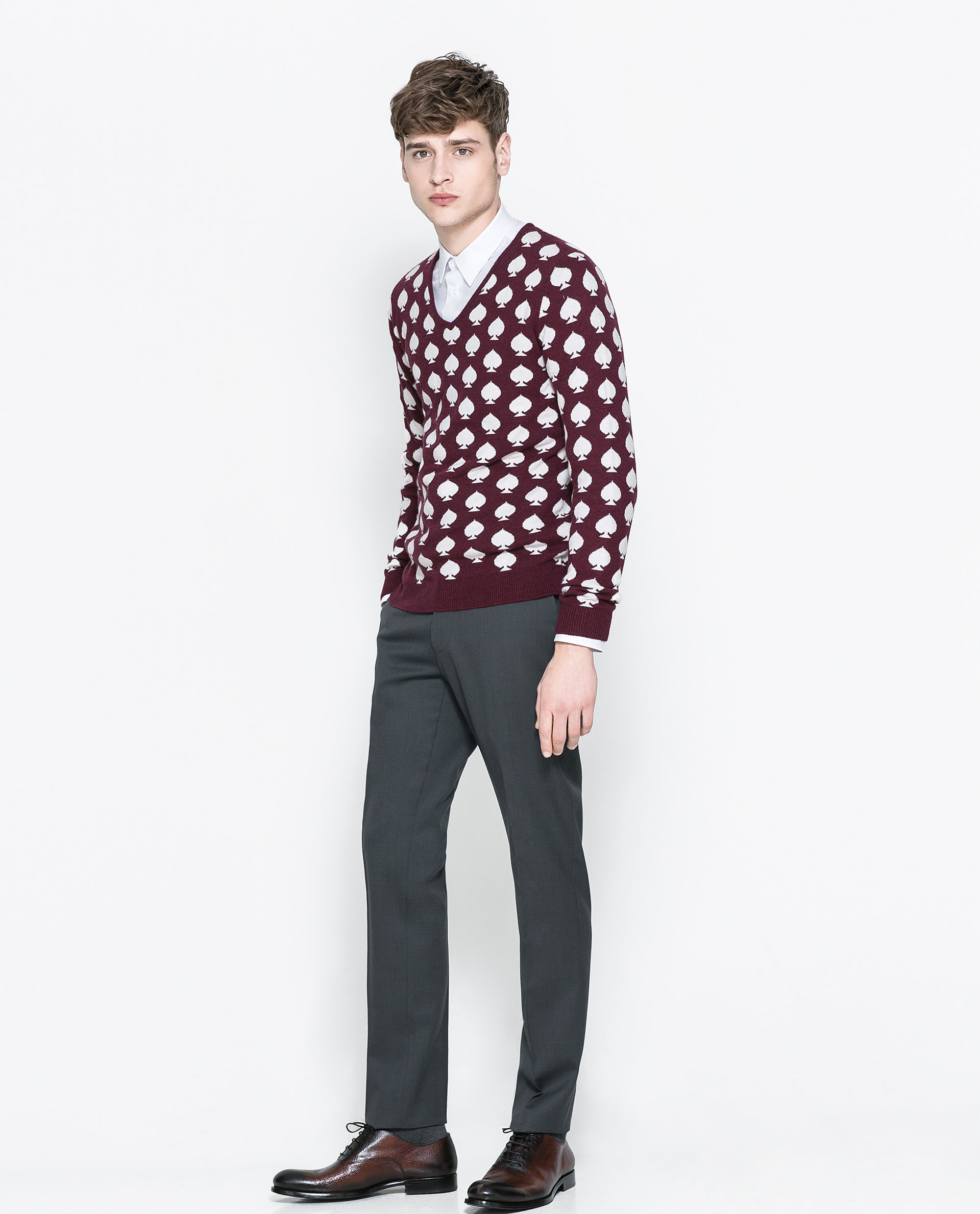 Zara Printed Sweater in Purple for Men (Maroon) Lyst
