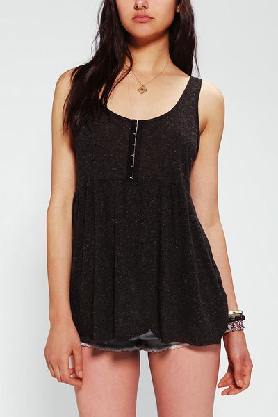 Urban Outfitters Ecote Cloud Nine Babydoll Tank Top in Gray (DARK GREY