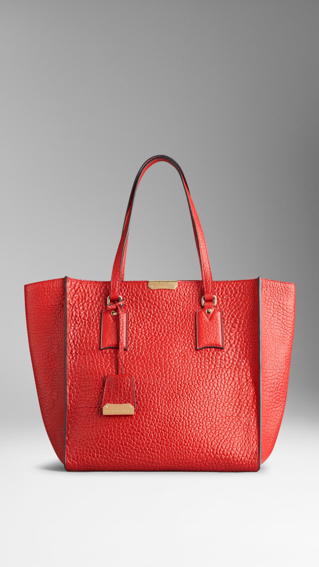Burberry Medium Signature Grain Leather Tote Bag in Red (military red) | Lyst