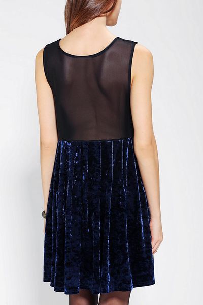 Urban Outfitters Velvet Babydoll Dress in Blue | Lyst