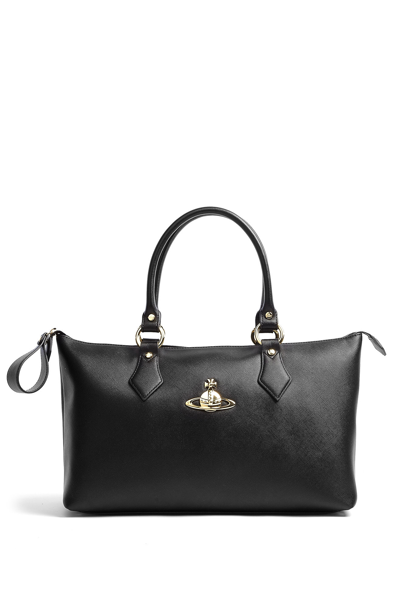 Vivienne Westwood Divina Faux Leather Orb Ziptop Tote Bag in Black