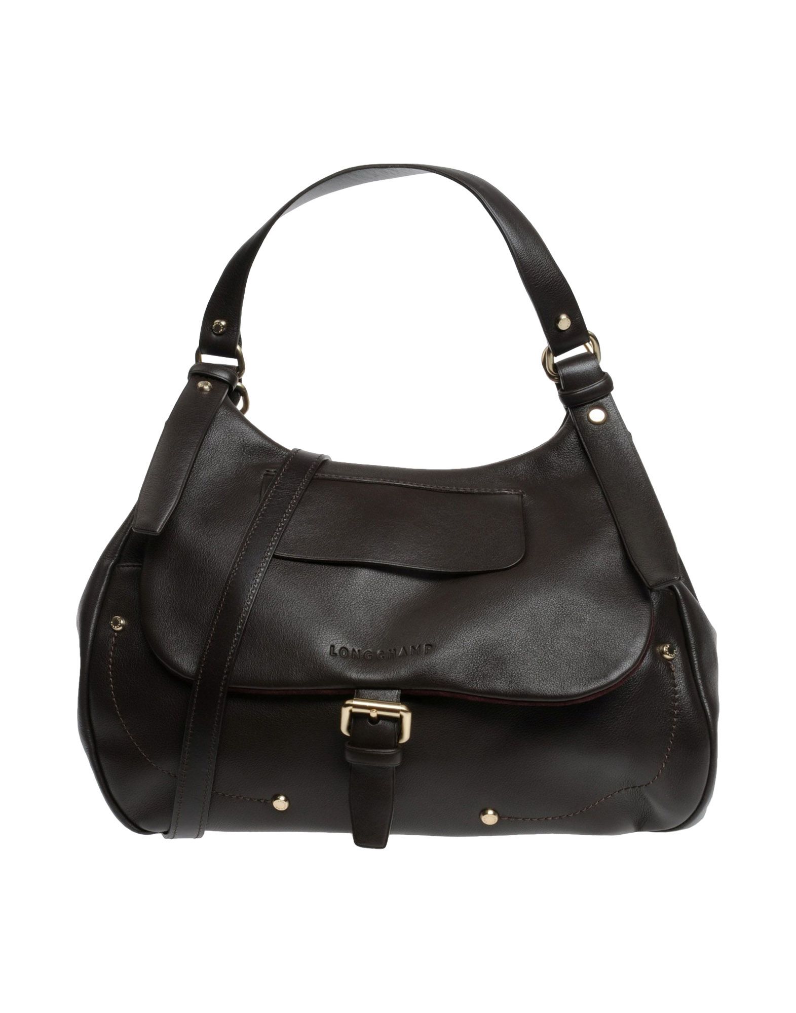 Longchamp Large Leather Bag in Black (Dark brown) Lyst