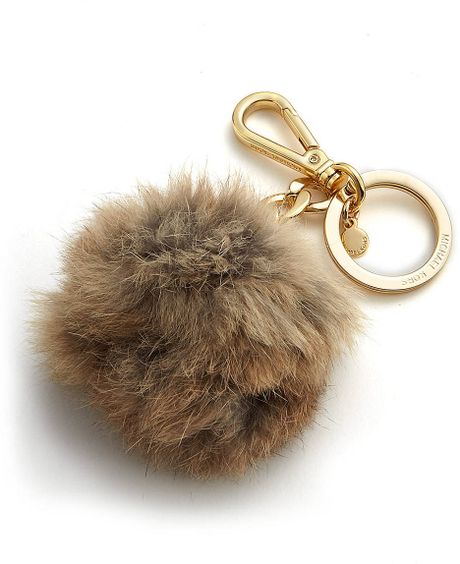 Michael Michael Kors Fur Pom Pom Keychain in Beige (natural)