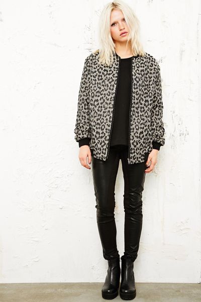 Urban Outfitters Conspicuous Budino Textured Bomber Jacket in Black