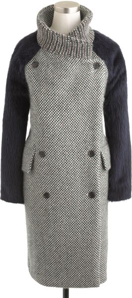 J.crew Collection Tweed Coat with Jeweled Collar in Green (green brown