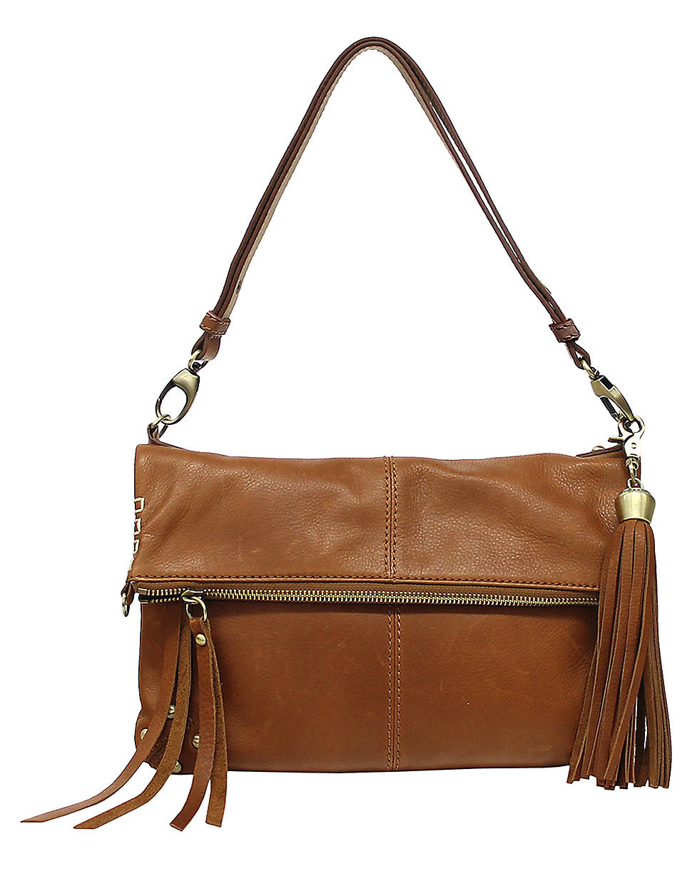 Lucky Brand Del Ray Leather Fold Over Shoulder Bag in Brown (cognac) | Lyst