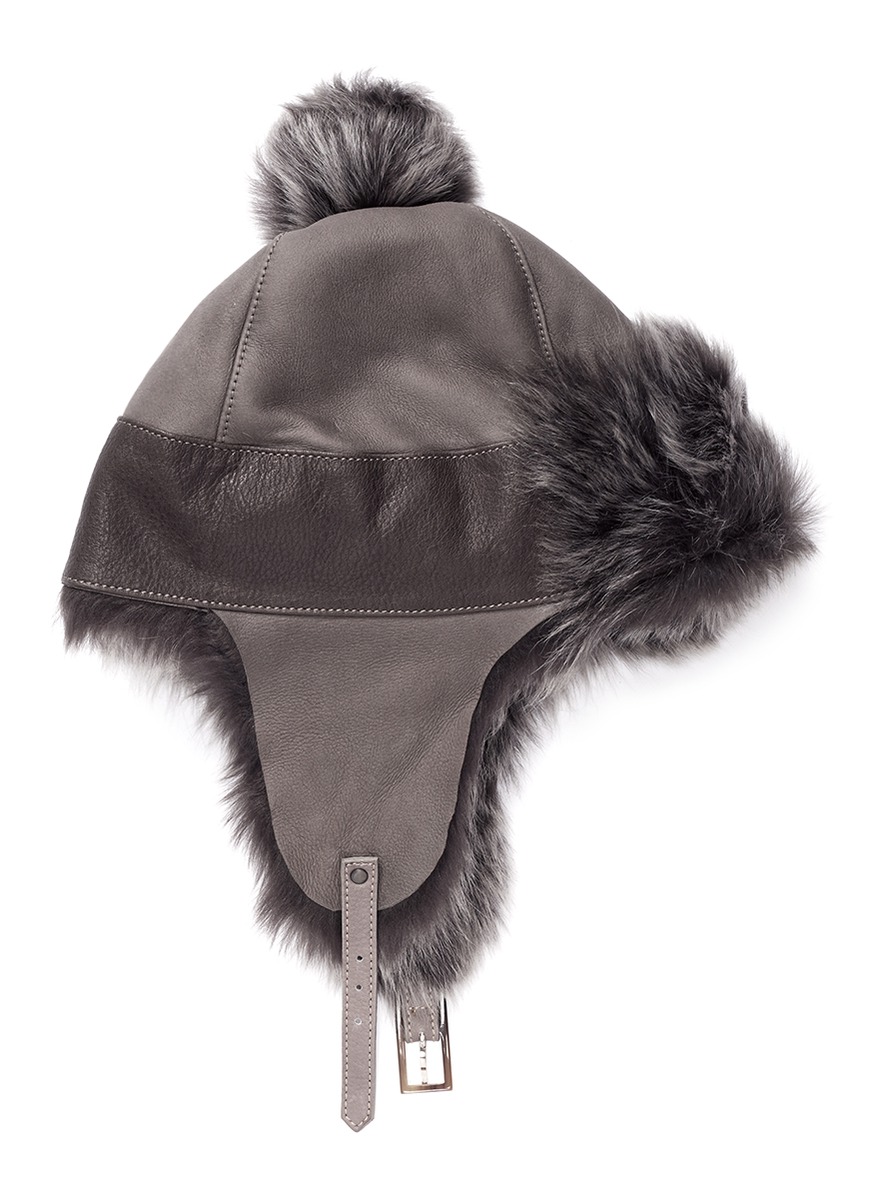Karl Donoghue Lambskin Pompom Trapper Hat in Gray for Men (Grey) Lyst