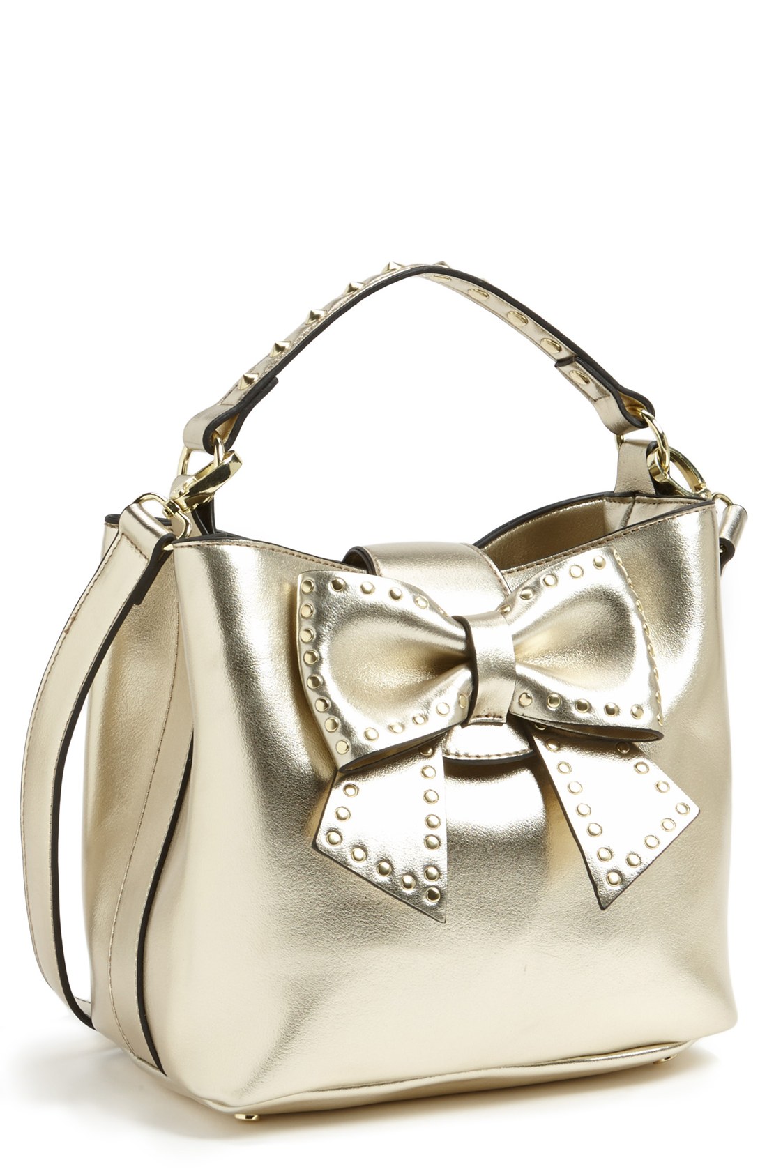 Betsey Johnson Hopeless Romantic Ii Faux Leather Bucket Bag in Gold Lyst