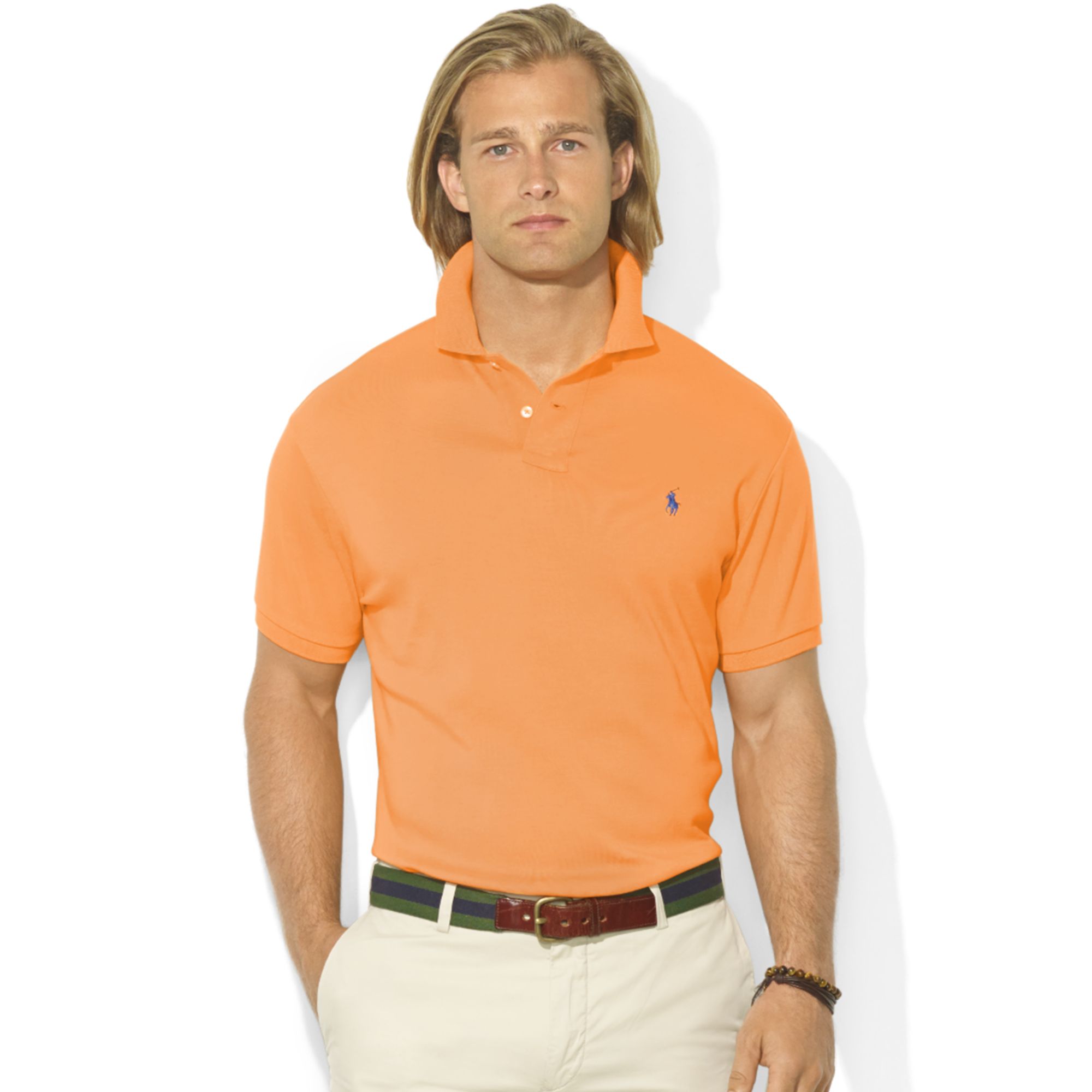 Ralph Lauren Customfit Shortsleeve Cotton Interlock Polo in Orange for Men (Summer Melon) | Lyst
