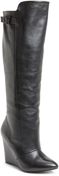 Steve Madden Zylon Leather Boot in Black | Lyst