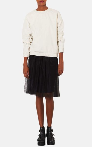 Topshop Tulle Midi Skirt in Black | Lyst