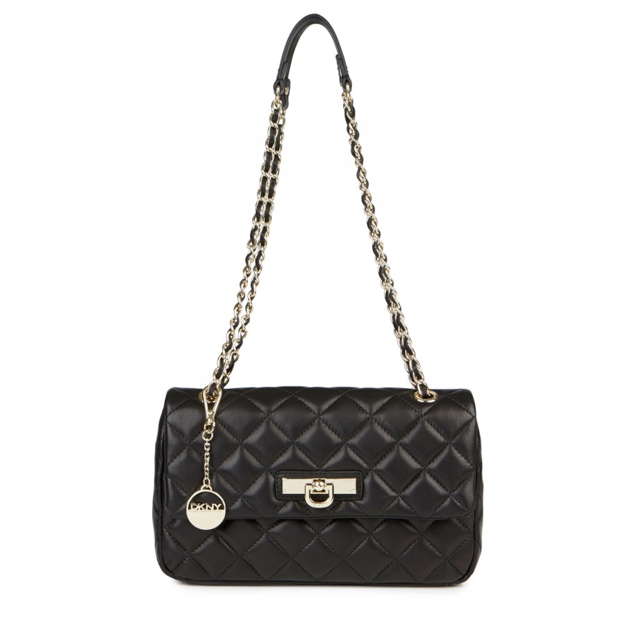 Dkny Quilted Leather Shoulder Bag in Black | Lyst