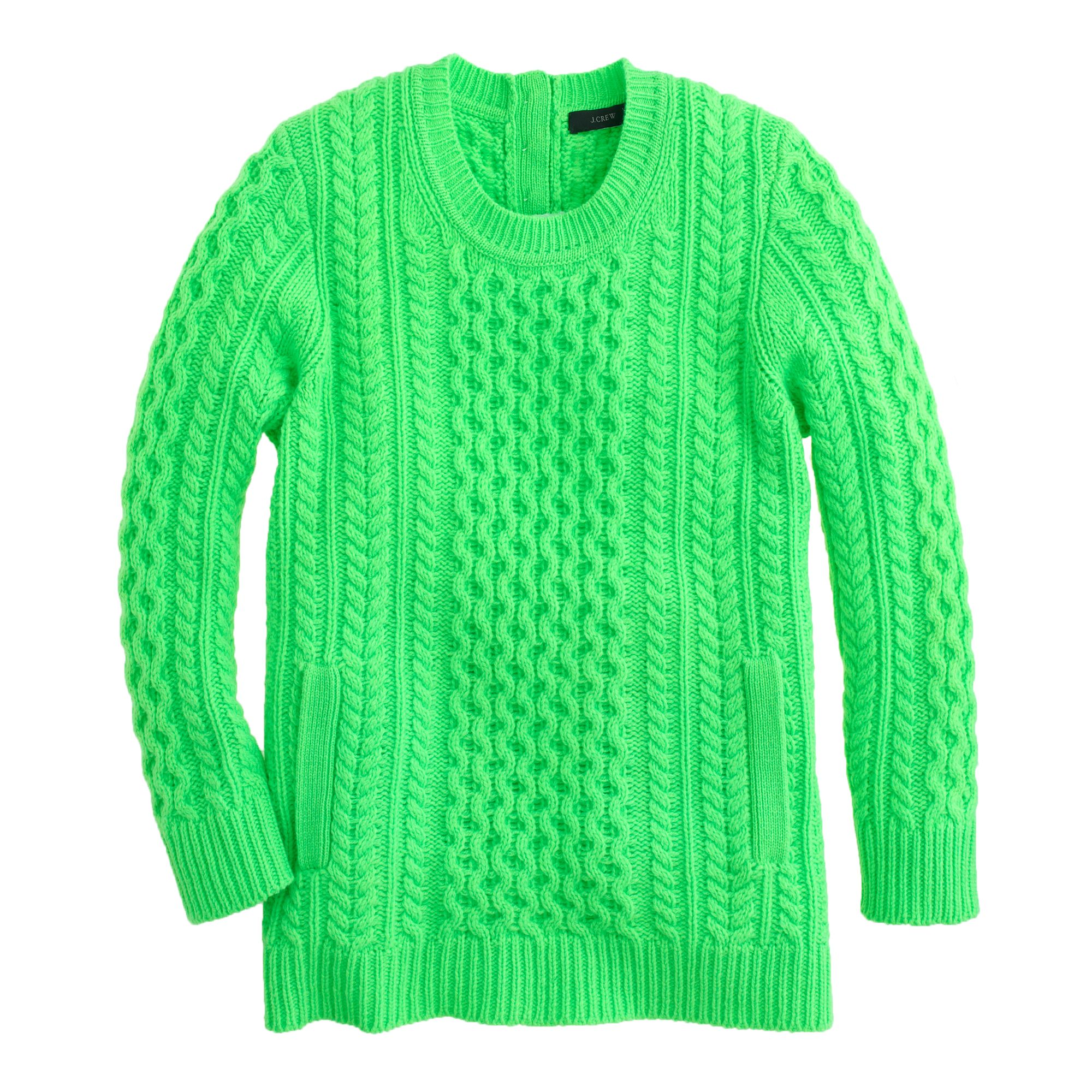 J.crew Cableknit Pocket Sweater in Green for Men (neon lime) Lyst