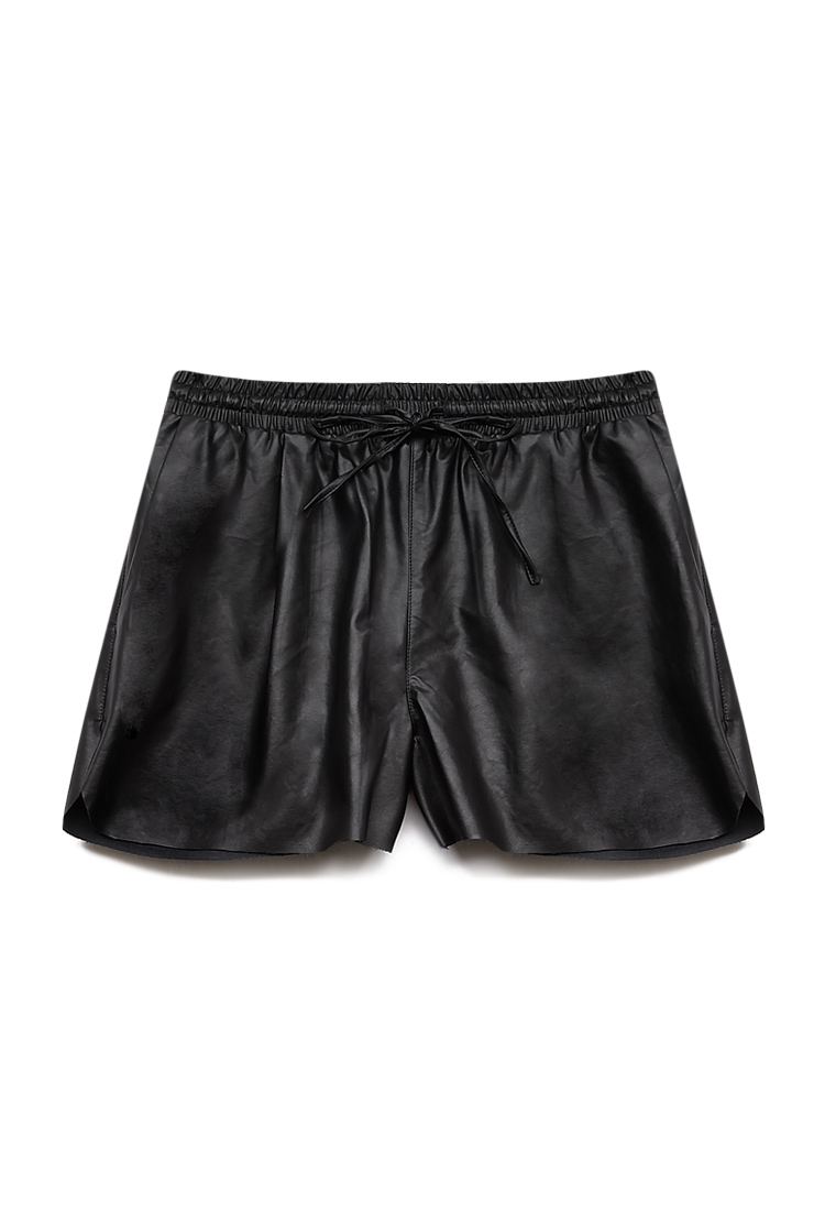 Forever 21 Favorite Faux Leather Dolphin Shorts In Black Lyst