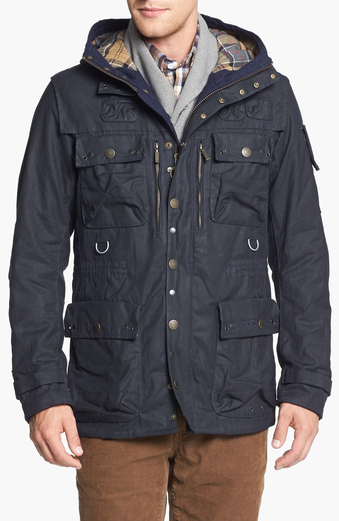 Barbour Shordace Waxed Cotton Waterproof Hooded Jacket in Blue for Men