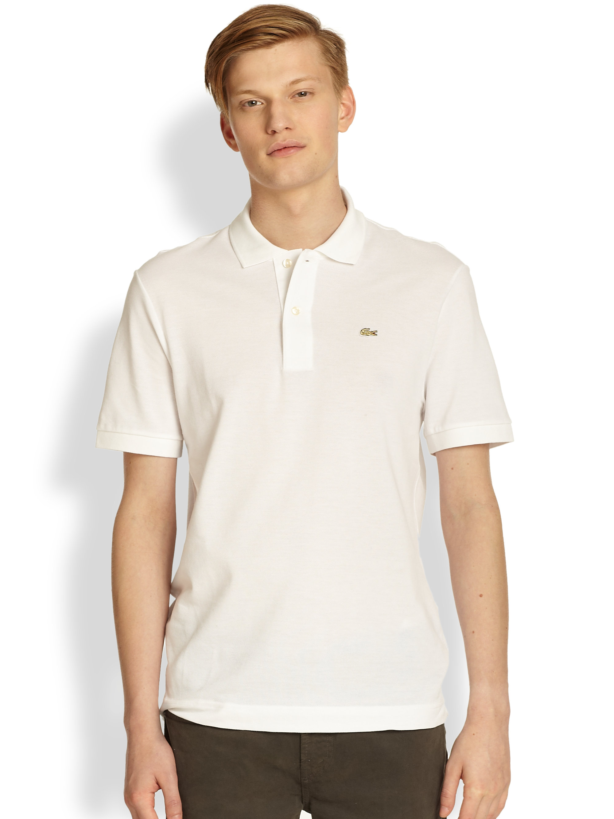 Lacoste Cotton Pique Polo Shirt in Beige for Men (WHITE) Lyst