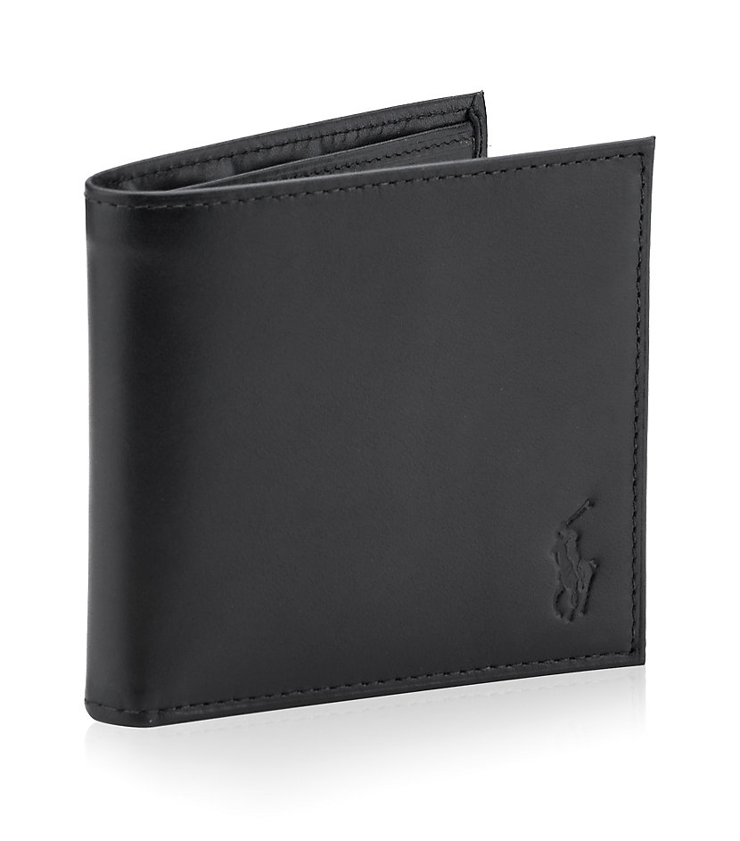 Polo Ralph Lauren Burnished Leather Billfold Wallet in Black for Men | Lyst