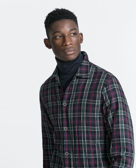 zara oversized checked overshirt trf