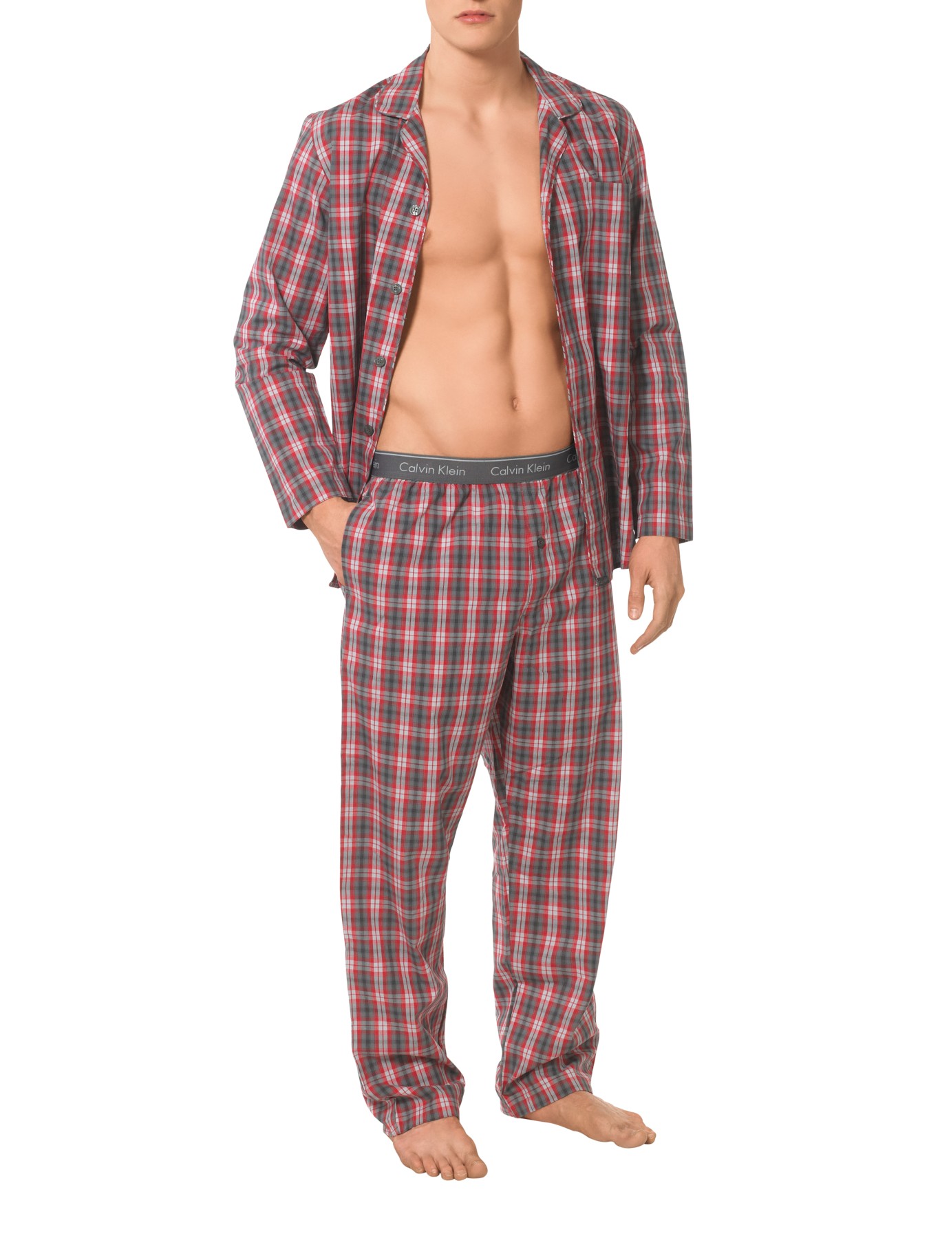 calvin klein's red check pyjama pants