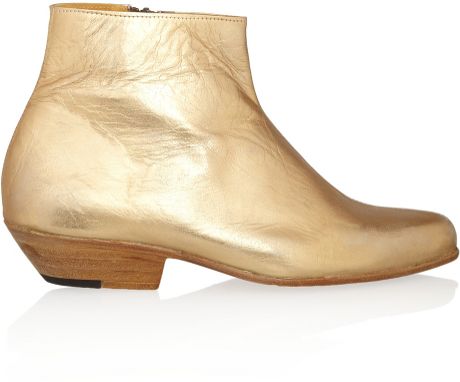 jett esquivel ankle metallic boots leather gold