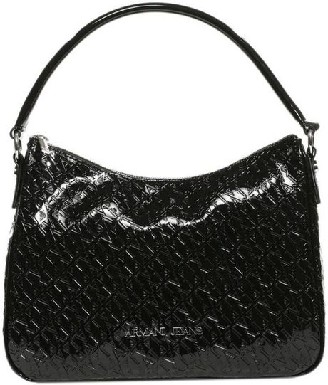 Armani Jeans Handbag Hobo Patent Leather Logo in Black | Lyst