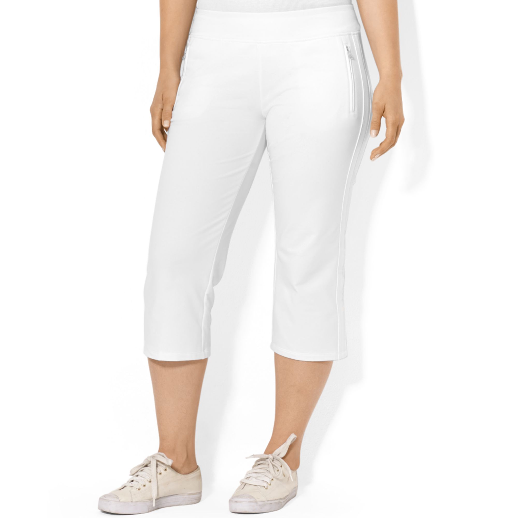 Lauren By Ralph Lauren Plus Size Cropped Zip Pocket Active Pants in