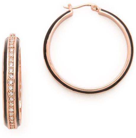 zoe enamel hoop pave rachel earrings rose gold
