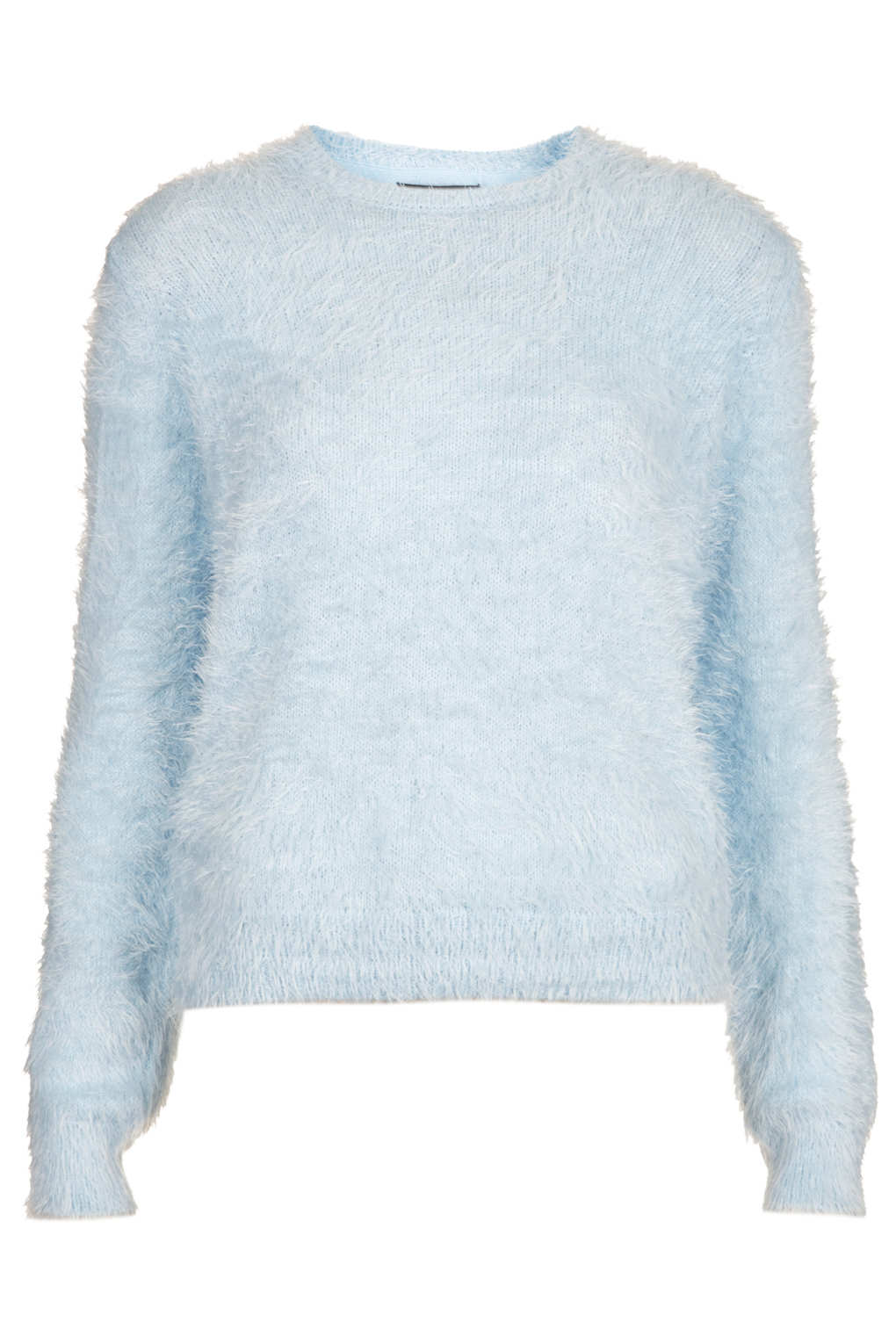 Topshop Petite Knitted Fluffy Crew Jumper in Blue (PALE BLUE) Lyst