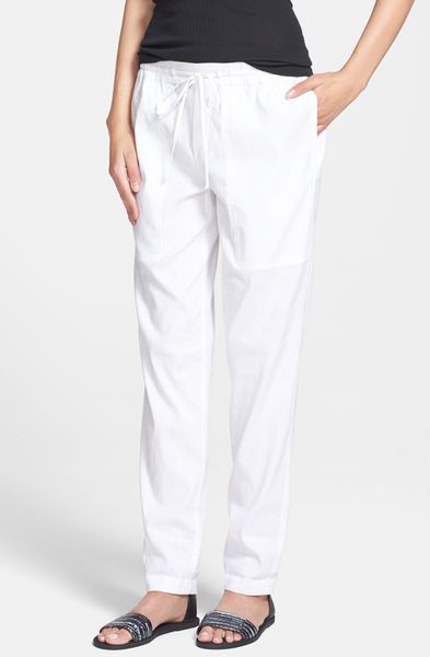 white linen joggers womens