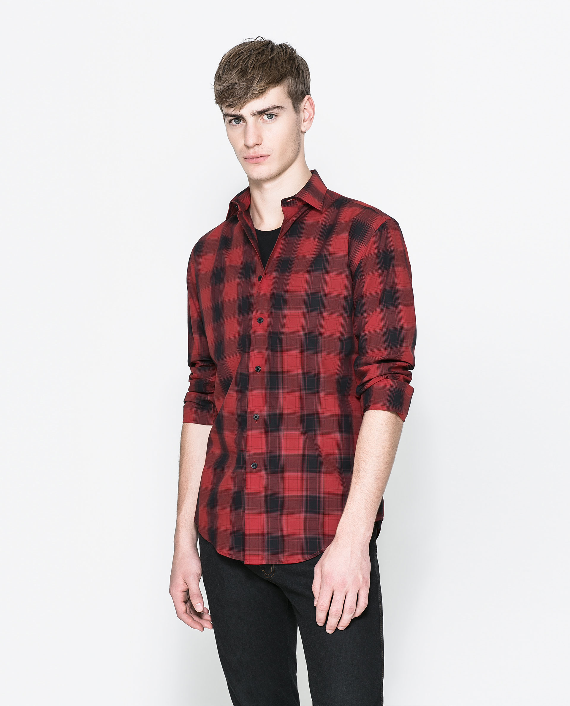 Zara Checked Shirt in Red for Men | Lyst