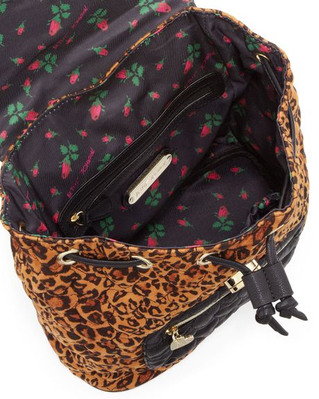 Betsey Johnson Leopardprint Quilted Backpack in Animal
