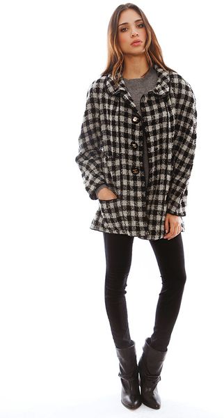 Chanel Metallic Plaid Jacket In Gray Black Grey Lyst