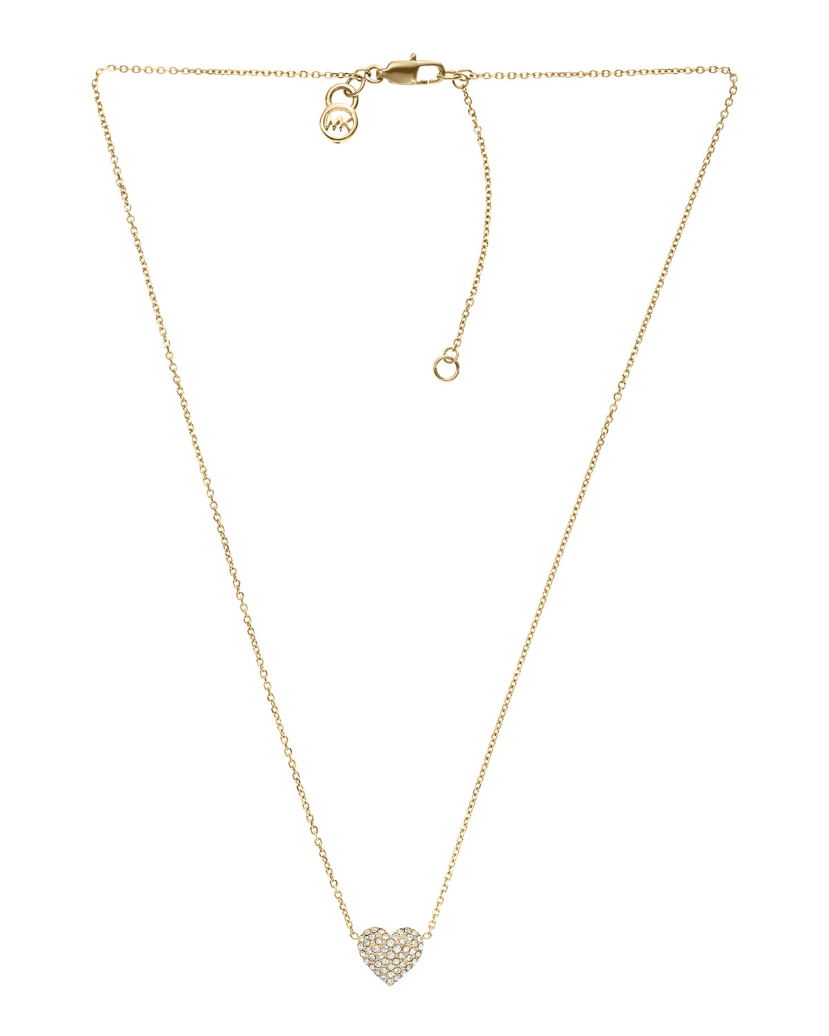 Michael Kors Pave Heart Pendant Necklace Golden in Gold