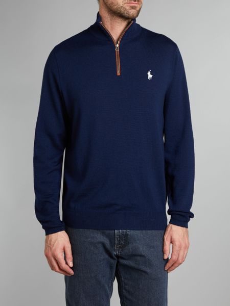 Ralph Lauren Golf Half Zip Mock Merino Wool Jumper in Blue for Men (Navy) | Lyst