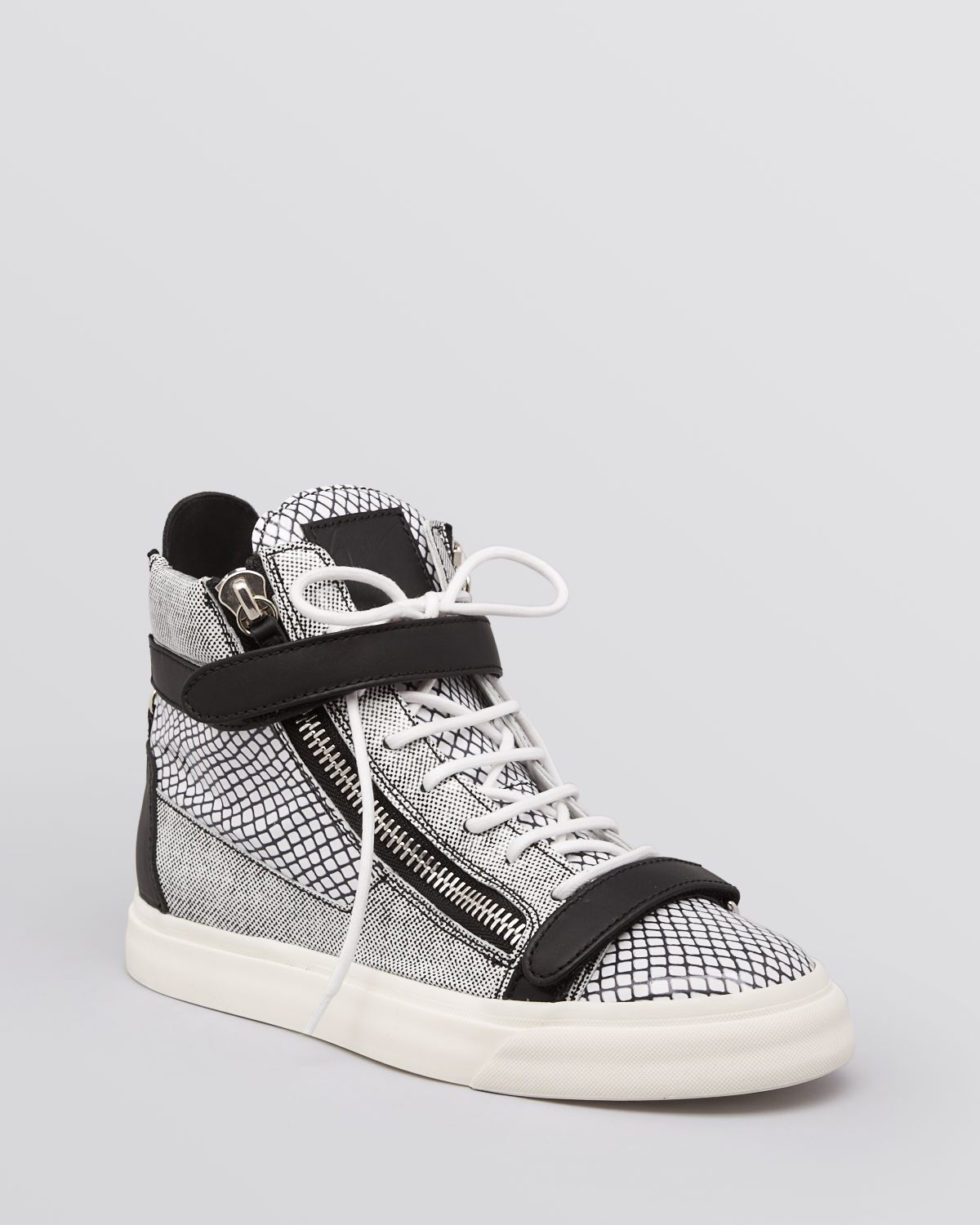 giuseppe zanotti black and white sneakers