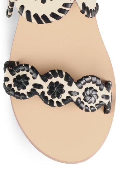 Jack Rogers Lauren Bicolor Leather Sandals in Black (BONE-BLACK) | Lyst