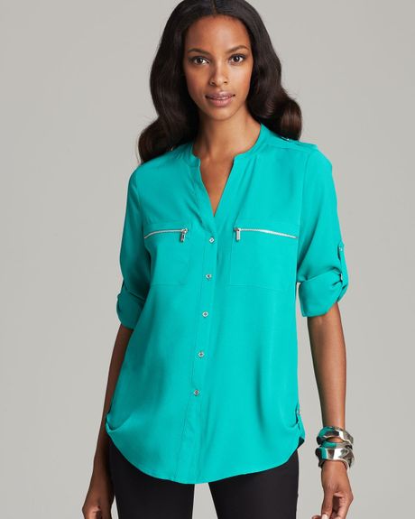 calvin klein zip pocket blouse