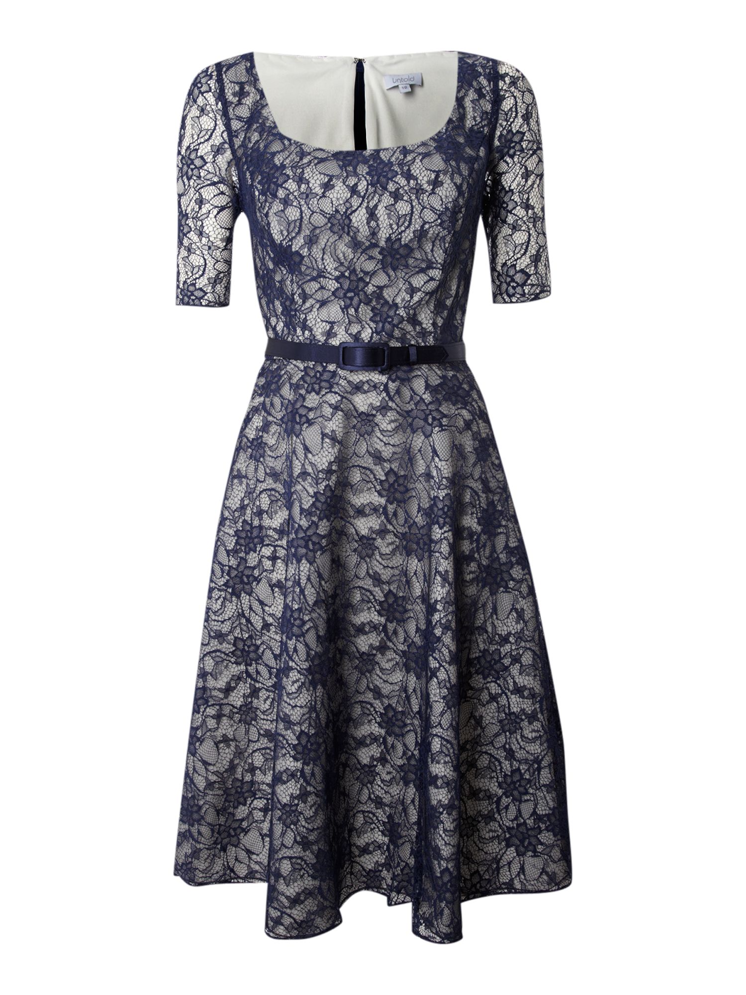 Untold Lace Dress with Belt in Blue (navy) Lyst