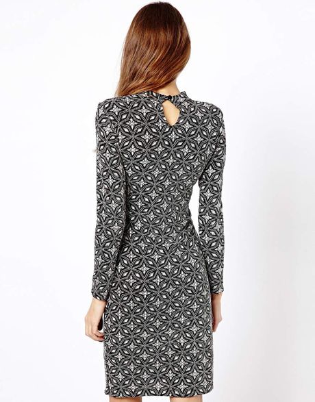 Asos River Island Long Sleeve Glitter Bodyconscious Dress in White ...