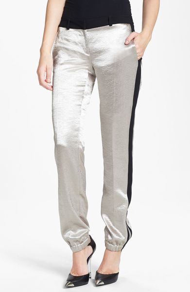 shiny track pants