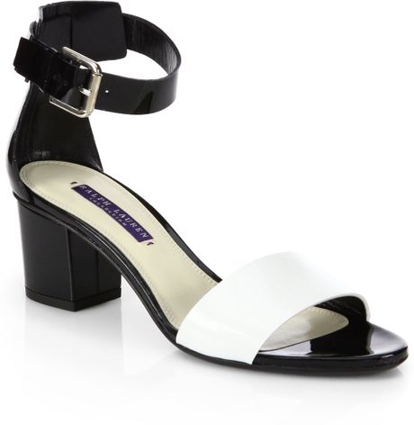 Ralph Lauren Collection Paloma Bicolor Patent Leather Sandals in Black ...