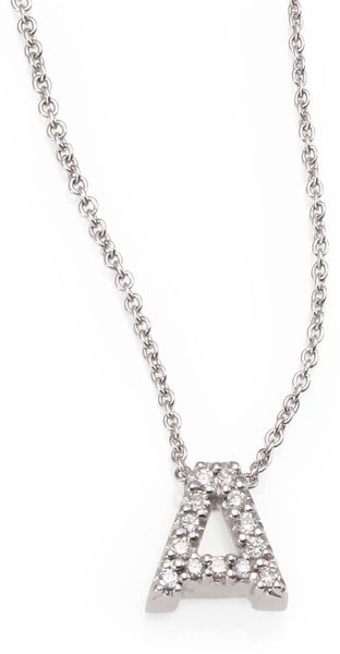 ... Diamond 18k White Gold A Initial Necklace in Gold (WHITE GOLD-DIAMOND