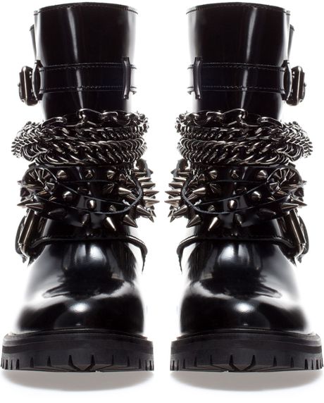 zara ankle boots with chains