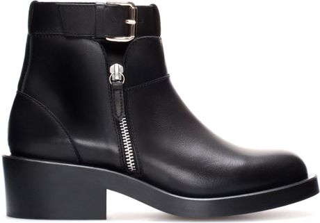 zara flat leather boot