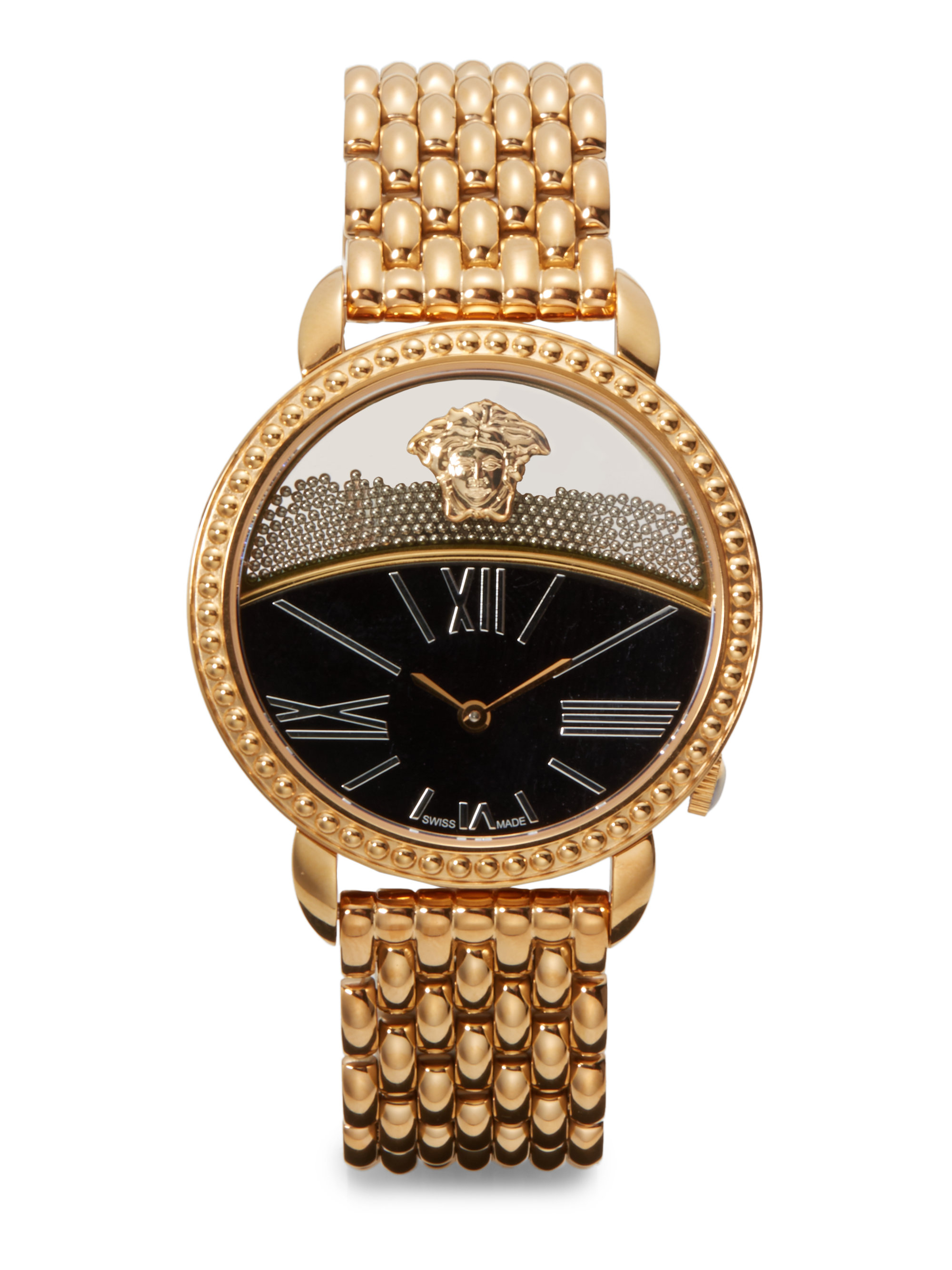 Versace Rose Goldfinished Link Bracelet Watch in Black (GOLD) Lyst